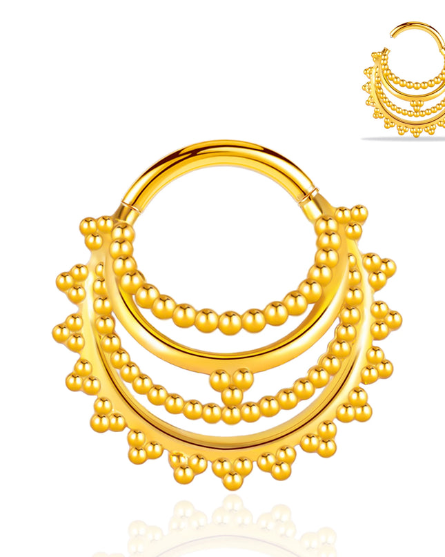 Doearko1PCS Elegant  Nose Rings Stainless Steel  Round Thorns Nose Rings Cartilage Hoop Earrings Segment Septum Clickers