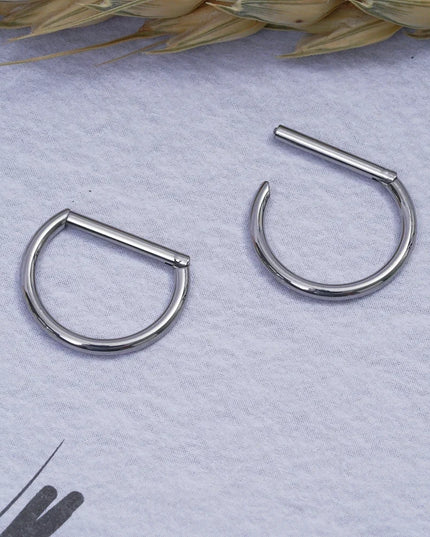 Piercing Nose Ring F136 Titanium D Shape Segment Ring Clicke Jewelry CZ Nose Earring Lip for Women Half Ring Cartilage Wholesale