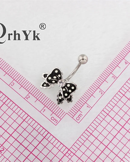 1Pc Stainless Steel Bow Piercing Fake Belly Button Ring Body Jewelry Ornaments For Women Simple Fashion Bow Belly Jewelry