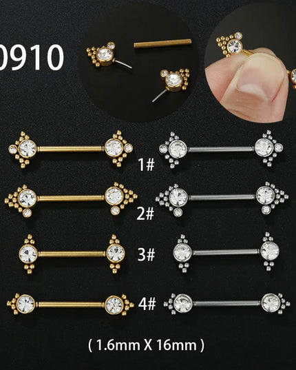 1Pair 14G Stainless Steel Externally Threaded PA Tongue Nipple Shield Barbell Ring Bar Body Piercing Jewelry Retainer