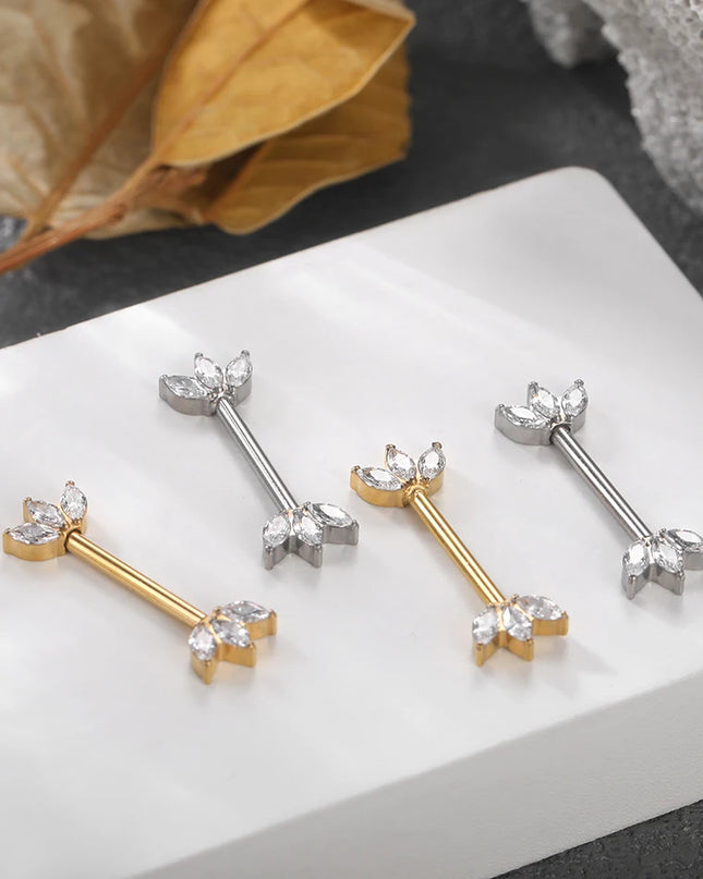 1Pc G23 Titanium Nipple Piercing Barbell Ring Flower Internally Threaded Nipple Shield Ring for Sexy Women Body Piercing Jewelry