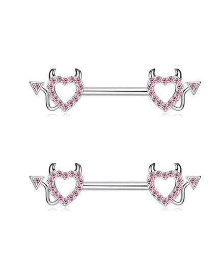 Pink Heart Nipple Piercing Barbell Set Shiny Crystal Nipple Rings Bulk For Women Flower Nippel Jewelry Pack Piercing Teton Lots