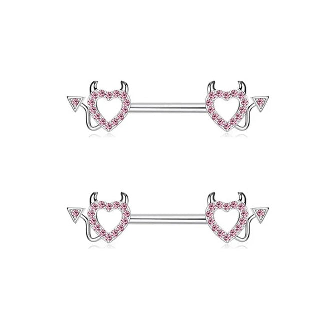 Pink Heart Nipple Piercing Barbell Set Shiny Crystal Nipple Rings Bulk For Women Flower Nippel Jewelry Pack Piercing Teton Lots