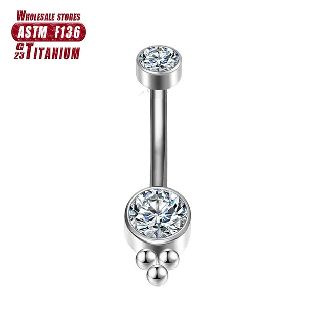 F136 Titanium Belly Button Ring Zircon for Women Industrial Spiral Piercing diaphragm Clicker Helix 14G Charming Body Jewelry