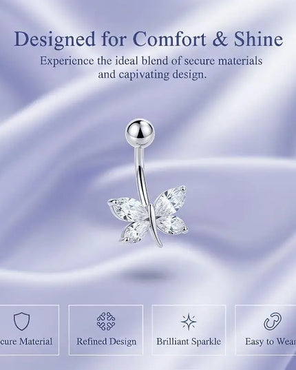 Belly Button Ring Trendy Dragonfly Butterfly Shape Sexy Comfort Fit Navel Piercing Jewelry for Girls Pool Party Beach Trip