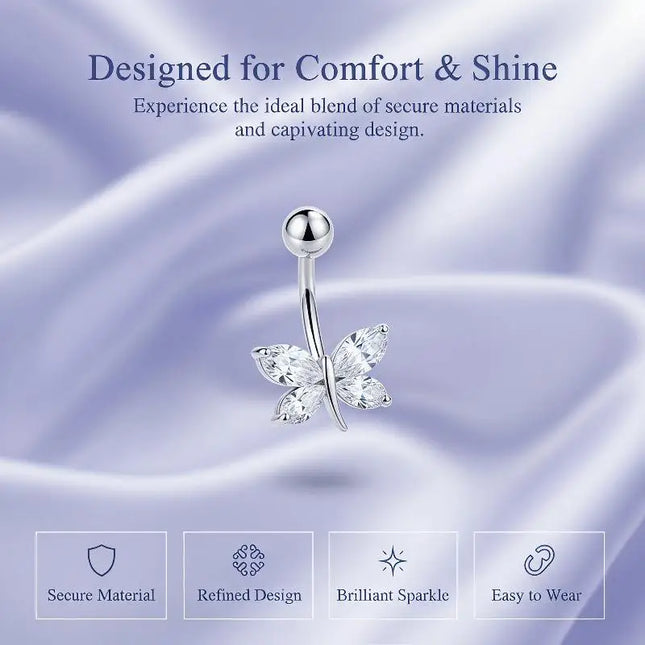 Belly Button Ring Trendy Dragonfly Butterfly Shape Sexy Comfort Fit Navel Piercing Jewelry for Girls Pool Party Beach Trip
