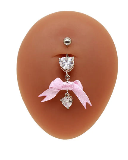 Beautiful Bow Belly Button Ring for Women Heart-shaped Belly Piercing Jewerly Surgical Steel Body Piercing Jewelry