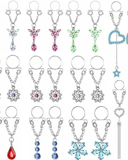 1 Pair New Fake Nipple Ring Sexy Tassel Crystal Butterfly Pendant For Women Girls Adjustable Faux Nipple Piercing Body Jewelry