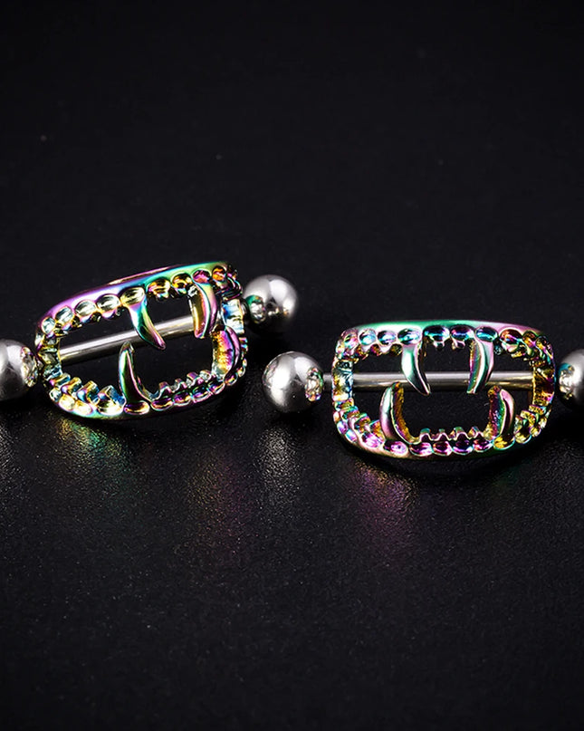 2PCS Surgical Steel Nipple Rings Piercing Jewelry Heart Women Sexy Hiphop Nail Clips Nipple Clamps Pierced Body Jewelry Gift