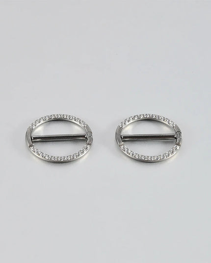 2PC G23 Titanium Goth 14G Circular Nipple Shield CZ Clicker Jewelry Round Nipple Ring Barbell Piercing Jewelry For Women Girls