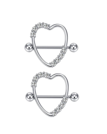 1Pair Heart Shaped Nipple Rings Piercing Jewelry for Women Sexy Clips Stianless Steel Nipple Ring Clamps Pierced Body Jewelry