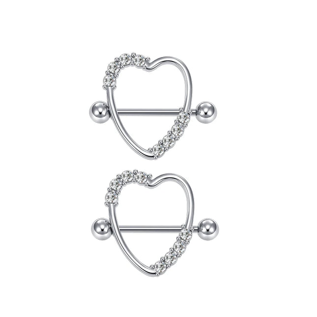 1Pair Heart Shaped Nipple Rings Piercing Jewelry for Women Sexy Clips Stianless Steel Nipple Ring Clamps Pierced Body Jewelry