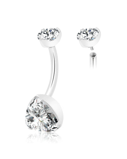 G23 Titanium 14G Belly Button Ring Round Navel CZ Barbell Belly Rings For Women Heart-shaped water droplet Belly Button Rings
