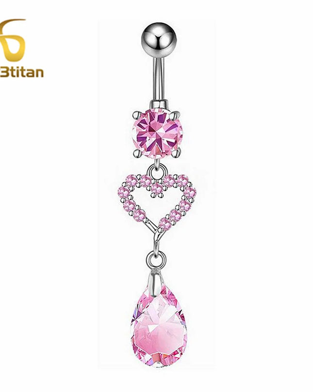 Long Belly Button Rings for Women 14G Titanium Bar Butterfly Heart Charms Dangle Navel Piercing Jewelry Beach Sexy Accessories
