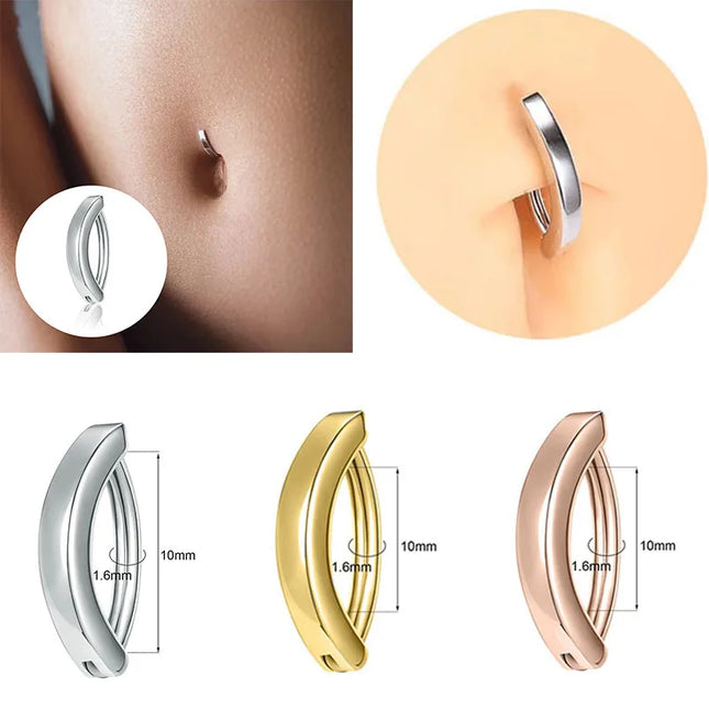 1Pc Navel Piercing Perforated Minimalist Pierced Belly Button Ring Anti-allergy Copper Belly Button Ring Body Piercing Umbilical