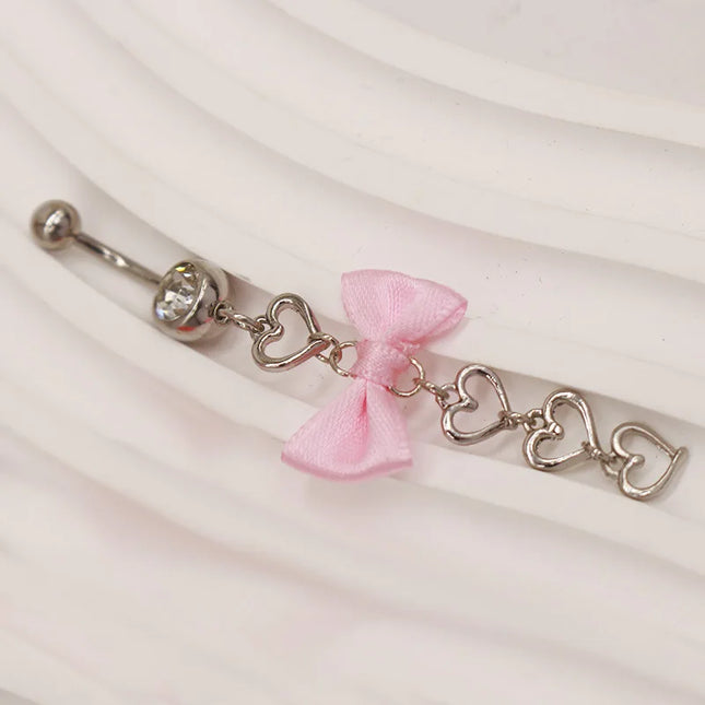 Beautiful Bow Belly Button Ring for Women Heart-shaped Belly Piercing Jewerly Surgical Steel Body Piercing Jewelry