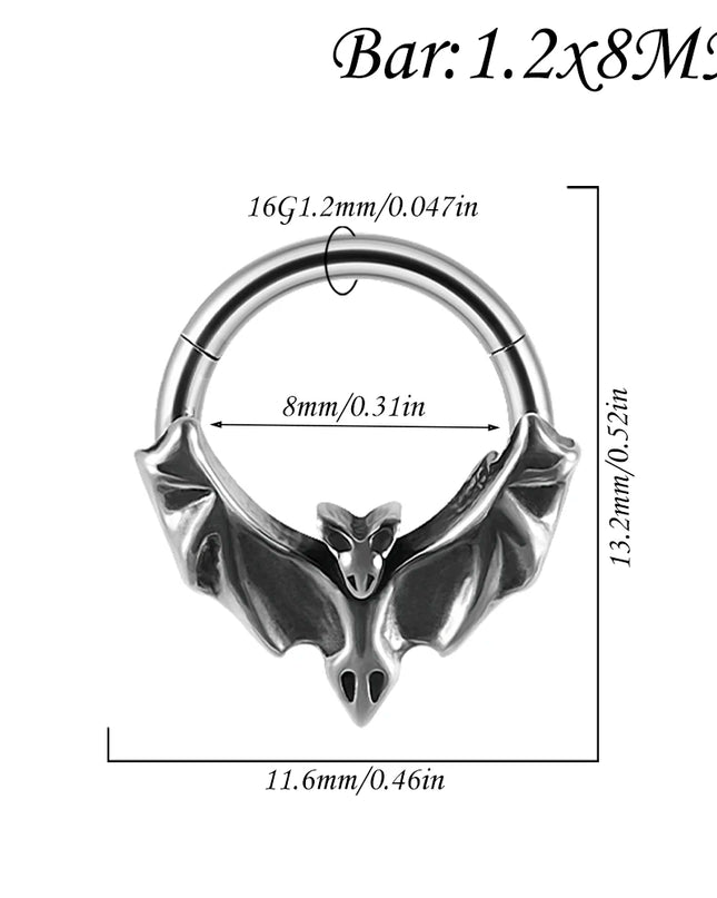 1PC Punk Many Style Black Oil Drip Hinger Septum Nose Ring Stainless Steel Ear Tragus Cartilage Daith Helix Earring Unisex Gift