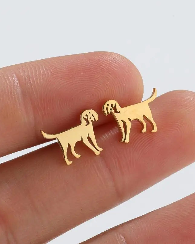 Pet Dog Ear Piercing For Women Cute Love Dachshunds Stainless Steel Corgi Dog Animal Stud Earring Free Shipping Brincos