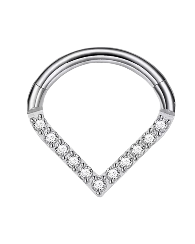 Golden Surgical Steel Septum Nose Clicker Hinged Teardrop Shape Rhinestone Nose Ring Black Gold Body Piercing Jewelry Women