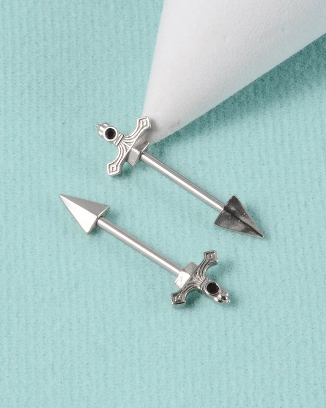 1Pair Sword Cross Nipple Piercing Barbell Surgical Steel Crystal Nipple Shield Cover Heart Butterfly Nipple Ring Body Jewelry14G