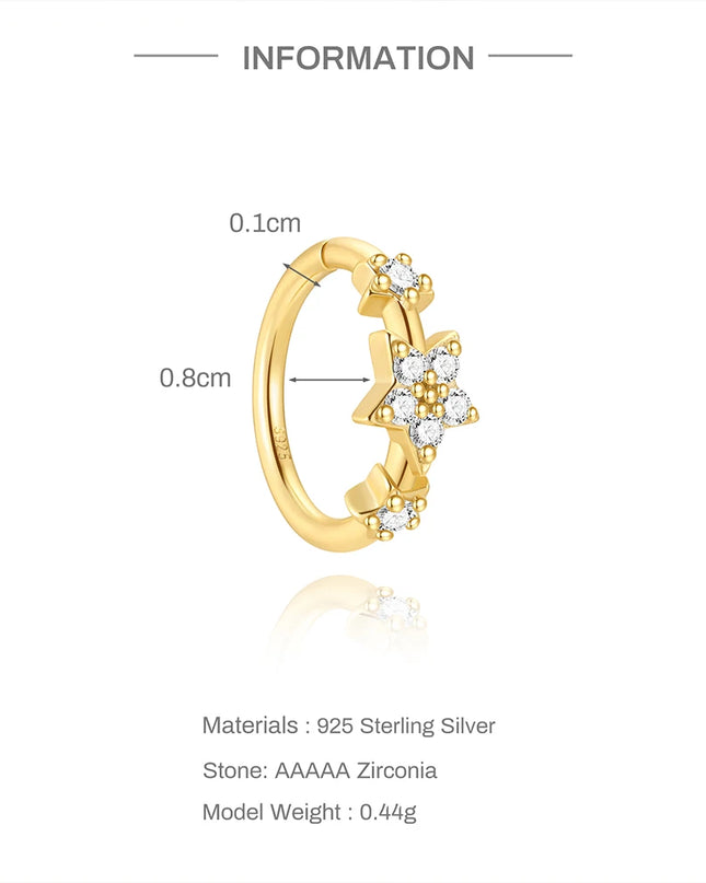 Aide Sterling Silver 925 Pierceing Zircon Nose Ring Simple Round Size Printing Twist Rope Nose Ring Women Jewelry Nose Rings 1pc