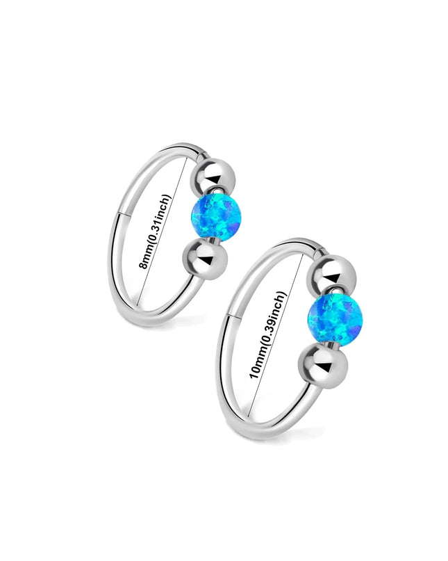 Surgical Steel Nose Rings Hoop 18g 20g Opal Septum Rings 8mm/10mm Nose Piercing Jewelry Cartilage Earring for Women