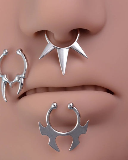 1PC Punk Lips Rings Stainless Steel Strange shape Nose Ring Fake Nose Ring Septum Piercing Clip on Mouth Ring Fake Body Piercing