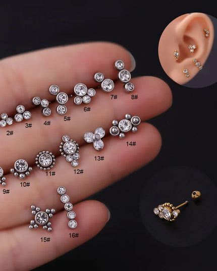 1PC 20g Internally Threaded G23 Titanium & Steel Bar Opal Ear Piercing Jewelry Helix Tragus Cartilage Earrings Nose Stud