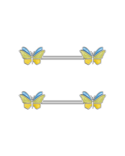 2pcs Heart Bear Dangled Nipple Piercings Screwed 14G Flower Butterfly Shield Bar Barbell Nipple Ring Piercing Nombril Jewelry