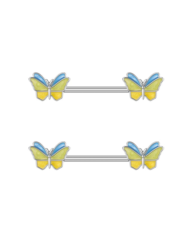 2pcs Heart Bear Dangled Nipple Piercings Screwed 14G Flower Butterfly Shield Bar Barbell Nipple Ring Piercing Nombril Jewelry