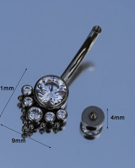 14G Zircon Belly Button Rings For Women Nombril Ombligo Navel Ring ASTM F136 Titanium Barbell Square Body Piercing Jewelry