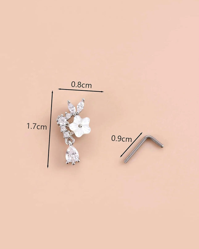 Dangle Nose Ring For Women Nose Piercing Stainless Steel Nose Bend Ring Butterfly Pendents Dangling Nose Piercing Jewelry