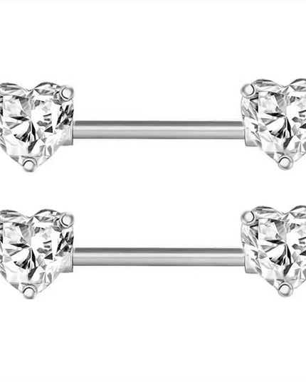 Pink Heart Nipple Piercing Barbell Set Shiny Crystal Nipple Rings Bulk For Women Flower Nippel Jewelry Pack Piercing Teton Lots