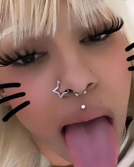 Y2K Jewelry Stainless Steel Star Nose Septum Piercing Accessories Goth Fashion Charm Punk Grunge Body Piercing Nose Rings