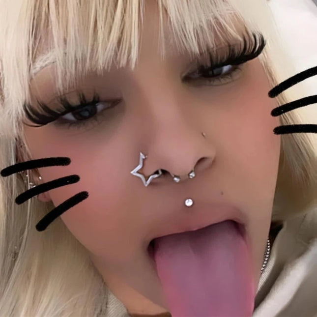 Y2K Jewelry Stainless Steel Star Nose Septum Piercing Accessories Goth Fashion Charm Punk Grunge Body Piercing Nose Rings