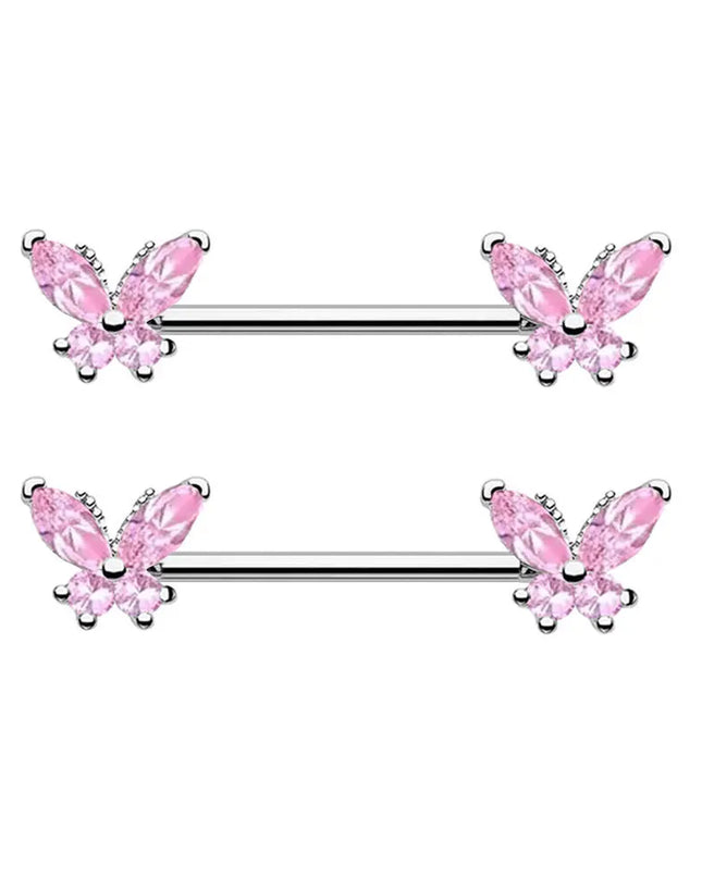 Nipple Piercing Jewelry 14G Stainless Steel Nipple Rings for Women Heart Butterfly Flower Bow Nipple Barbells