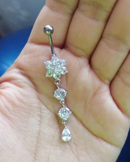Elegant Long Belly Button Rings for Women 14G G23 Titanium Piercing Curved Barbell CZ Zircon Navel Bar Allergy Free Body Jewelry