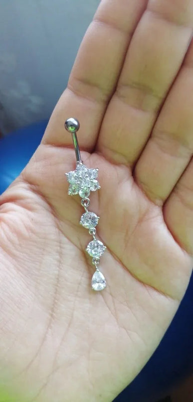 Elegant Long Belly Button Rings for Women 14G G23 Titanium Piercing Curved Barbell CZ Zircon Navel Bar Allergy Free Body Jewelry