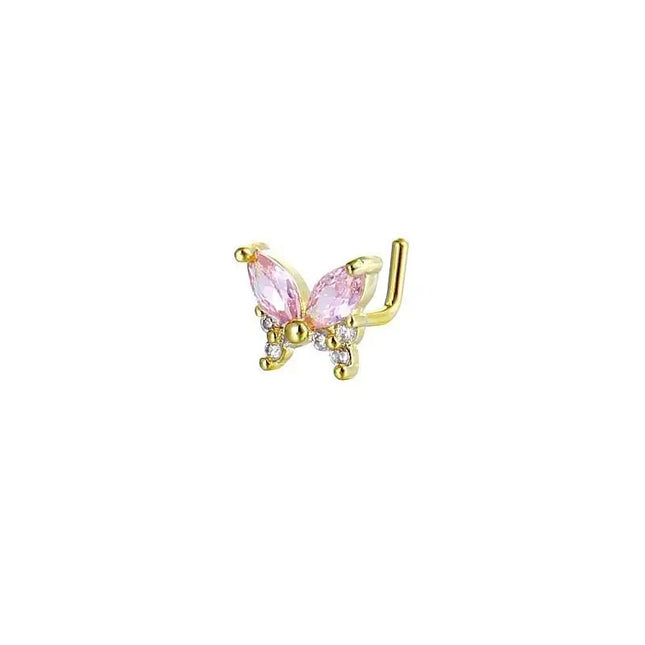 Stainless Steel Long Fashion Nose Rings For Women Copper With Heart Dangle L-Bend Nose Piercing Rings Body Jewelry