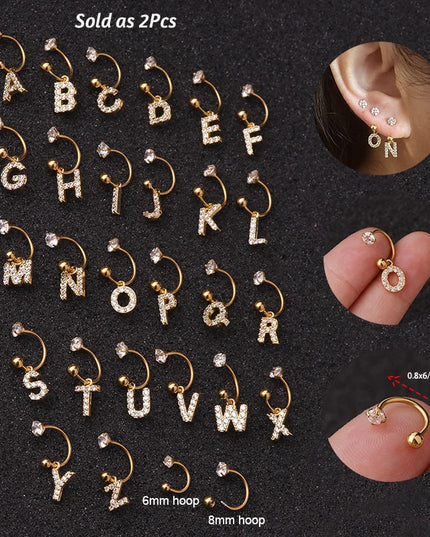 1Pc  English Letter Piercing  Tragus Piercing Jewelry Septo Nose Lip Ear Septum Cartilage Captive Hoop Ring Jewelry Pendientes
