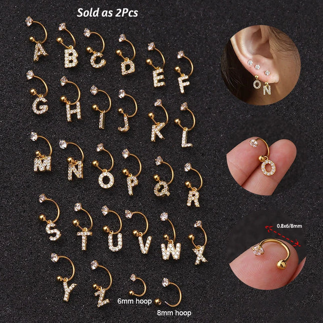 1Pc  English Letter Piercing  Tragus Piercing Jewelry Septo Nose Lip Ear Septum Cartilage Captive Hoop Ring Jewelry Pendientes