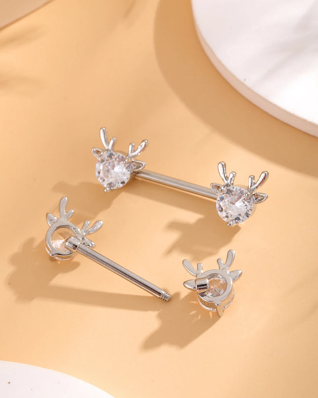 A Pair Cute Heart Dangled Nipple Piercings Barbell for Women Pink Color Moon Butterfly Shaped Sexy Nipple Rings Shield Bar Sets
