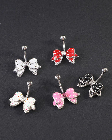 Stainless Steel Bow Piercing Fake Belly Button Ring Body Jewelry Ornaments For Women
