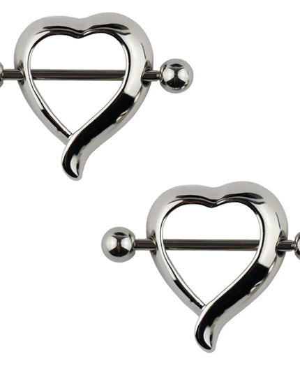 2PCS Surgical Steel Nipple Rings Piercing Jewelry Heart Women Sexy Hiphop Nail Clips Nipple Clamps Pierced Body Jewelry Gift