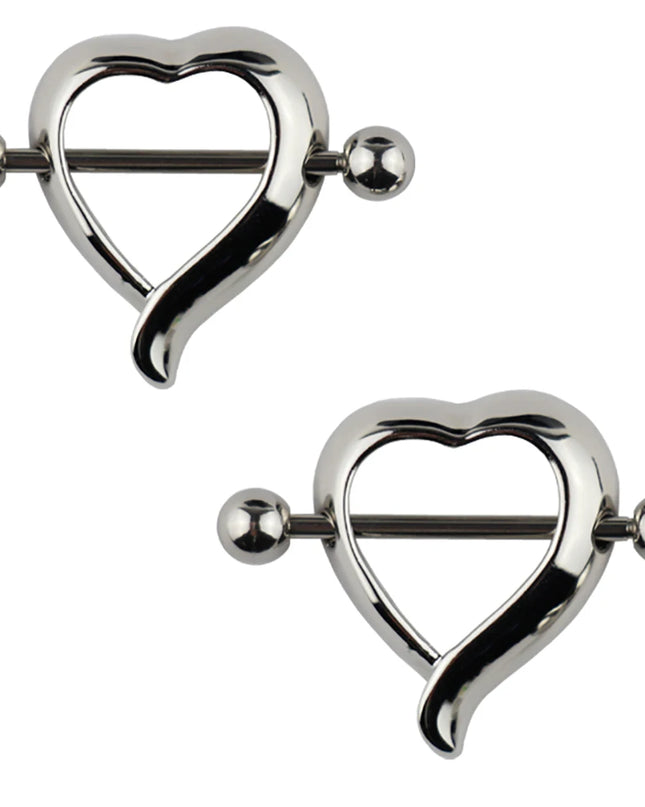 2PCS Surgical Steel Nipple Rings Piercing Jewelry Heart Women Sexy Hiphop Nail Clips Nipple Clamps Pierced Body Jewelry Gift