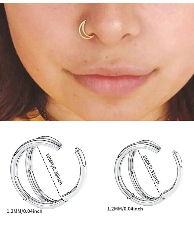 Nose Rings Hoops Double Septum Rings Cartilage Hoop Earring Piercing Nariz Open Stacked Hoop Nose Rings for Women and Men