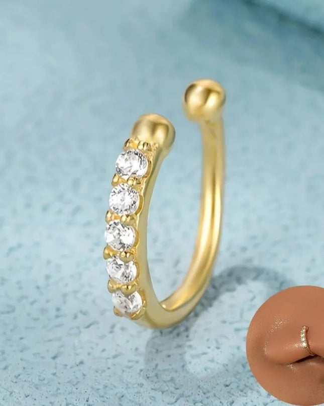 Fashion Hypoallergenic Fake Nose Rings Adjustable Silver Gold Color False Nose Rings Nose Nails Women