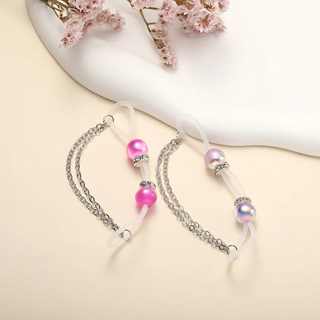 1pair Cute Rhinestone Fake Nipple Rings Non Piercing Nipple Cuff For Women Intimate Body Jewelry Accessory Gift