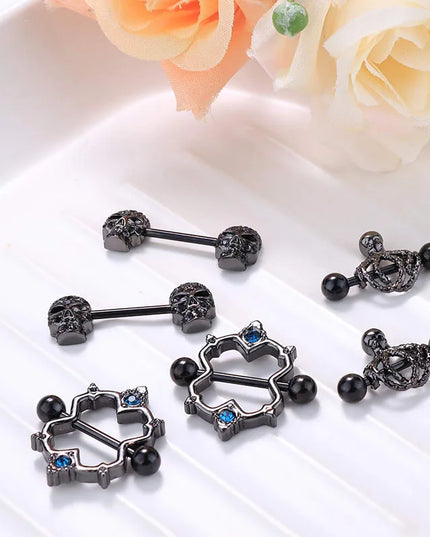 Punk rock sexy black rose nipple ring, body puncture nipple jewelry, women's sexy accessory gift