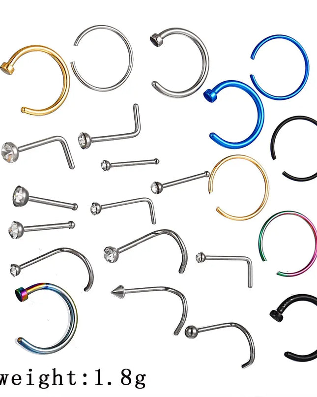 22 Pcs Of Suit Fake Nose Ring Earrings Fashion Punk Non-nose-piercing Septum Women Jewelry
